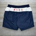 Vintage Nike Swim Shorts Navy Blue Nylon White Orange Spellout 9 Inseam 90s
