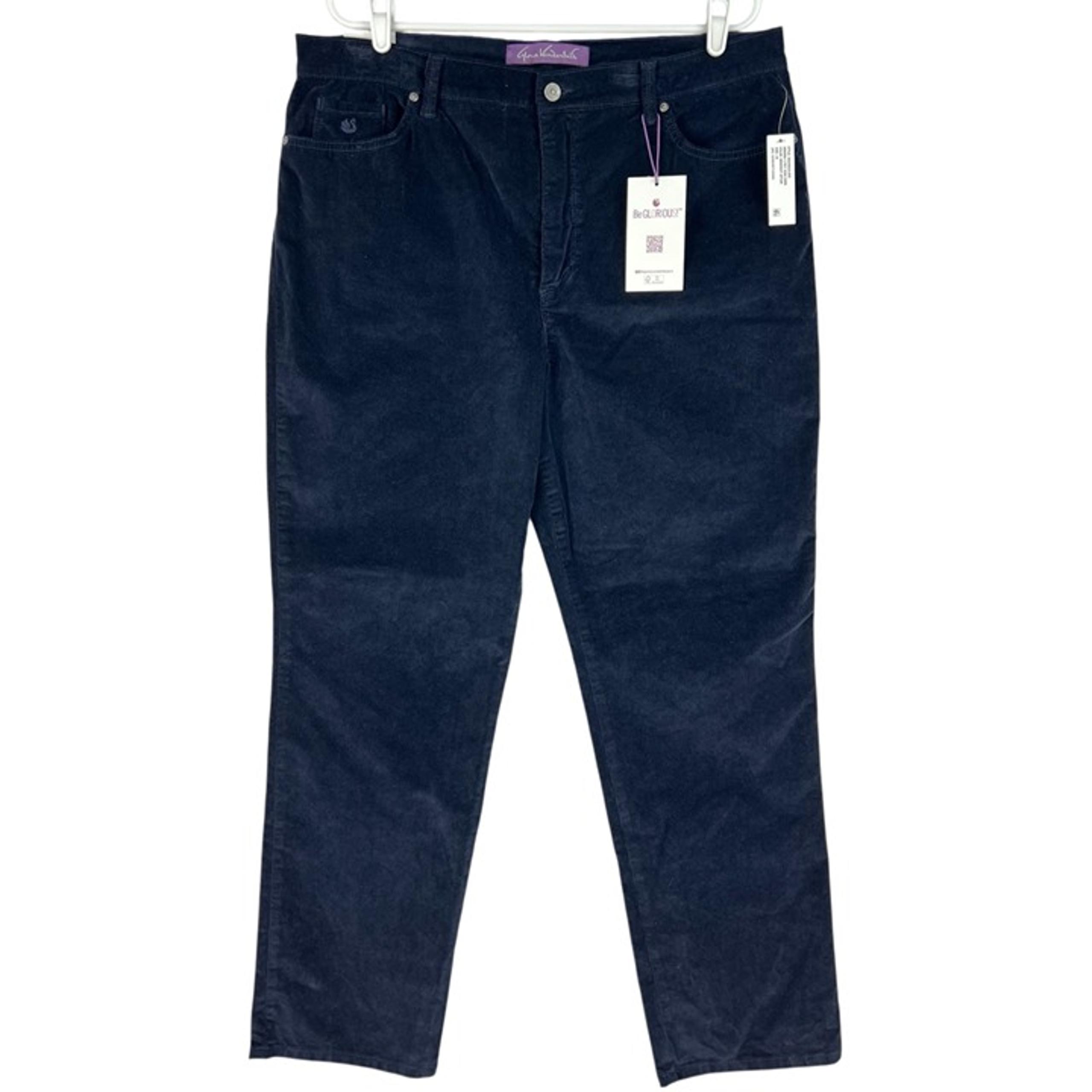 Gloria Vanderbilt Women Stretch Amanda Slimming Corduroy Navy Pants Size 18 NWT