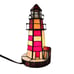 Lighthouse Tiffany Style Nautical Electric Lamp Red White Stained Glass 9.5''