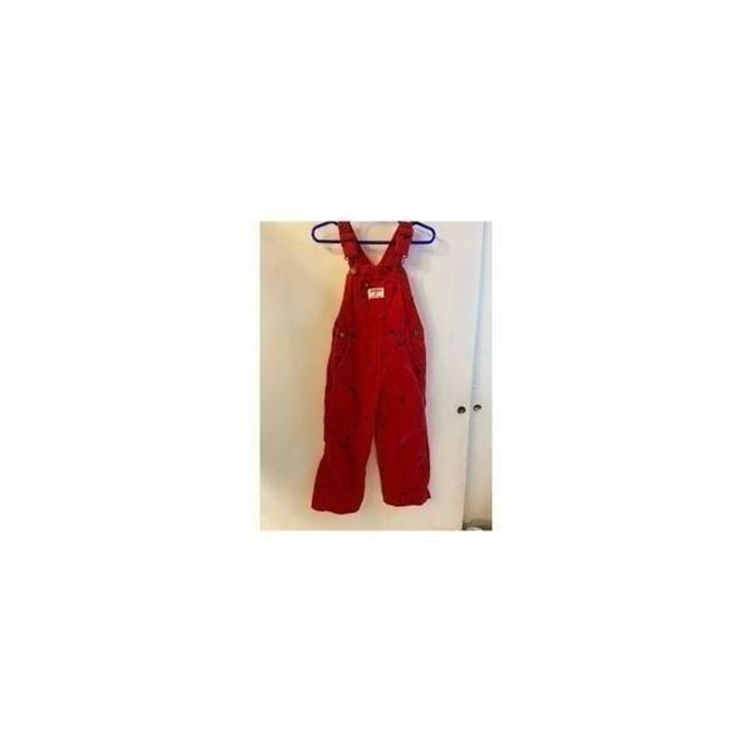 Oshkosh girls 3t red corduroy black dog terrier overalls