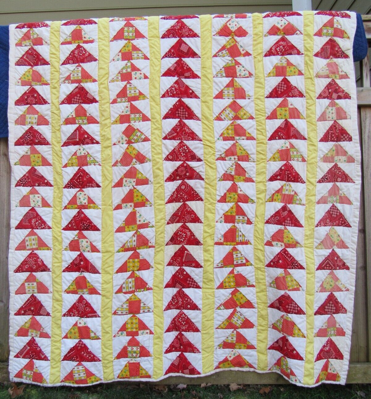 80% HAND SEWN & NO STAINS vintage QUILT antique cotton HOMEMADE square 87 x67