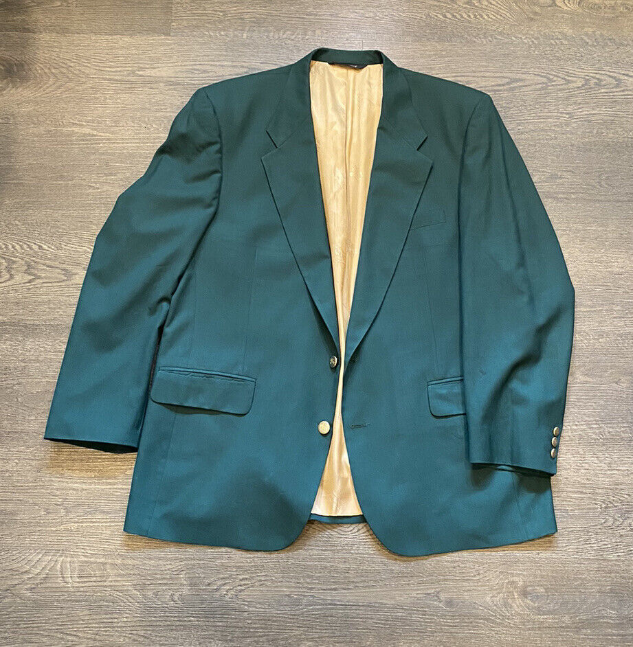 Burberry's Vintage Sport Coat Mens Two Button Green Gold Blazer Jacket Large