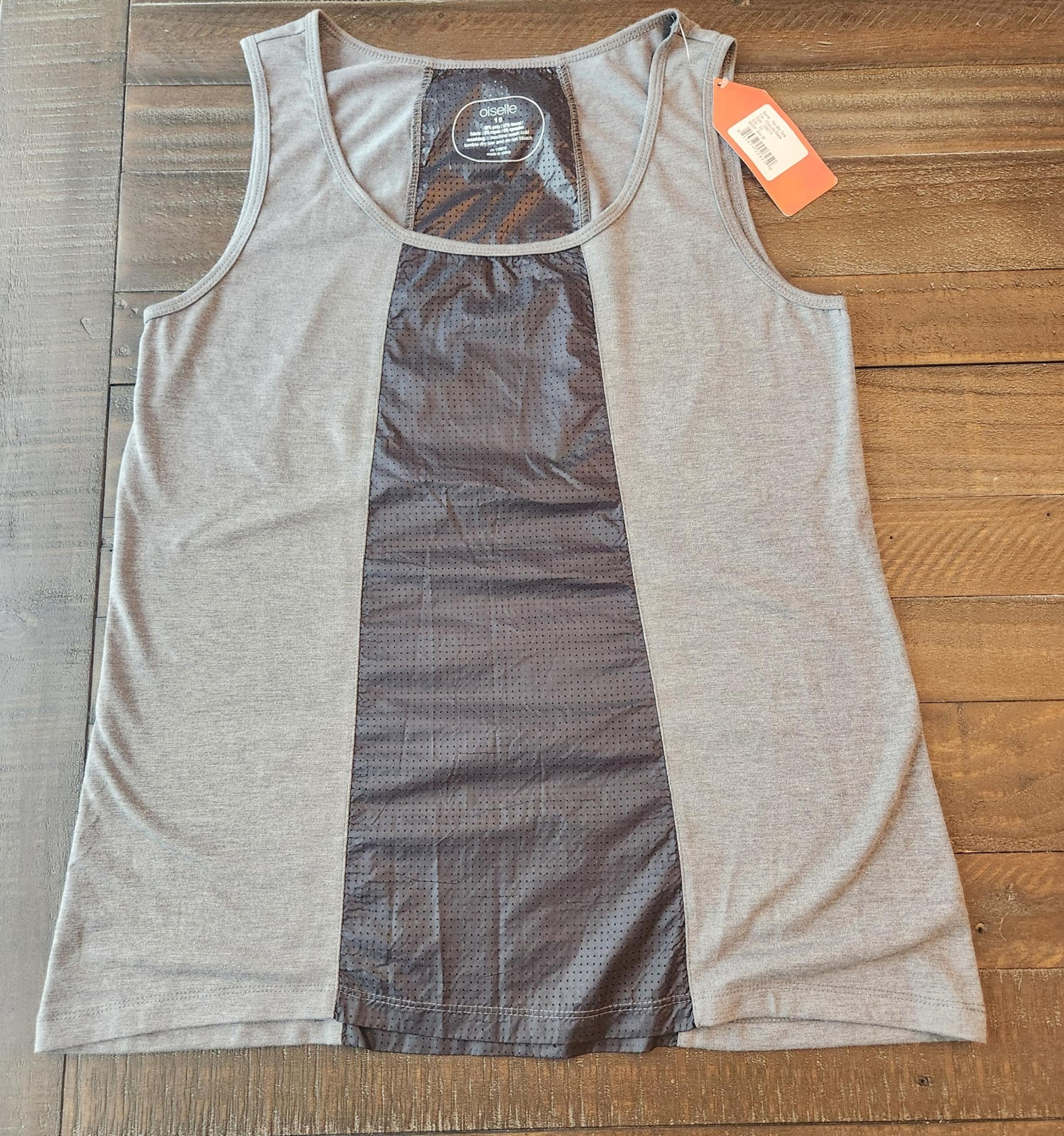 NWT Oiselle Gray and Black Women's Athletic  Tank Top Sz 10