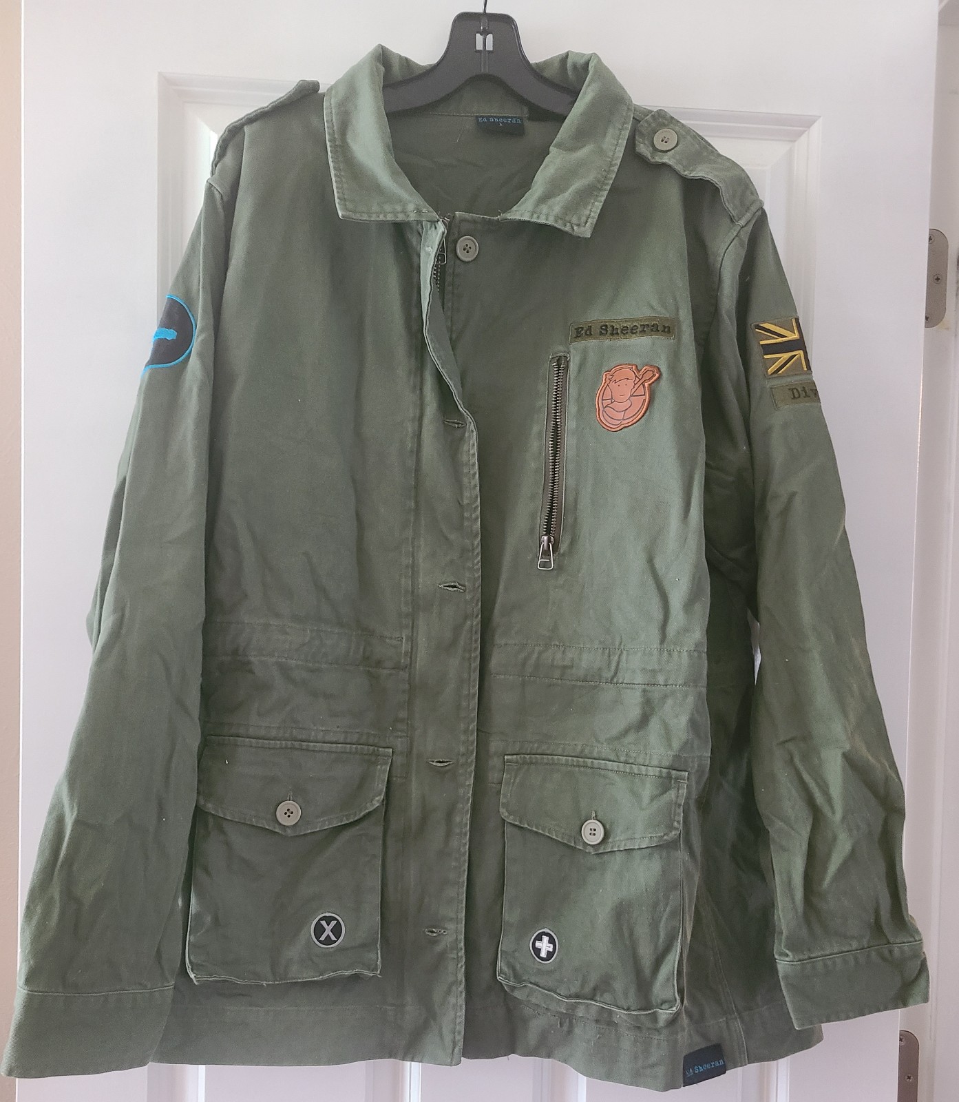 Ed Sheeran Military Jacket Coat Unisex Size LARGE Khaki Green Divide Music Tour