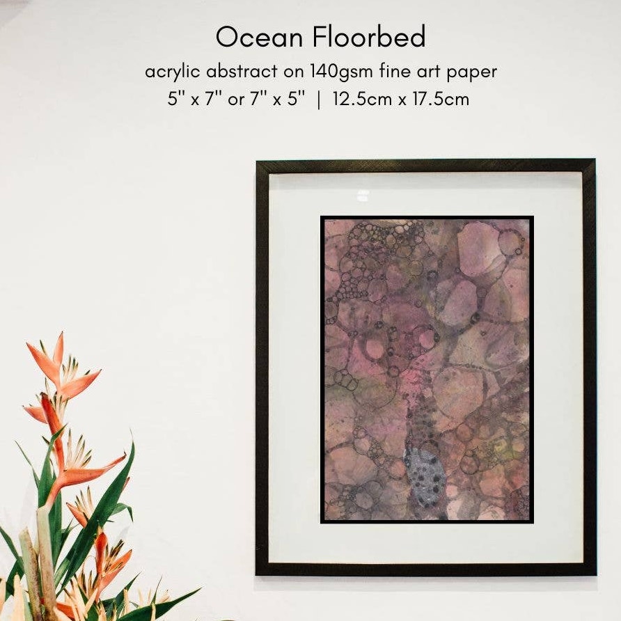 Original Abstract Painting Ocean Floorbed 5 x 7 inch painting muted tones