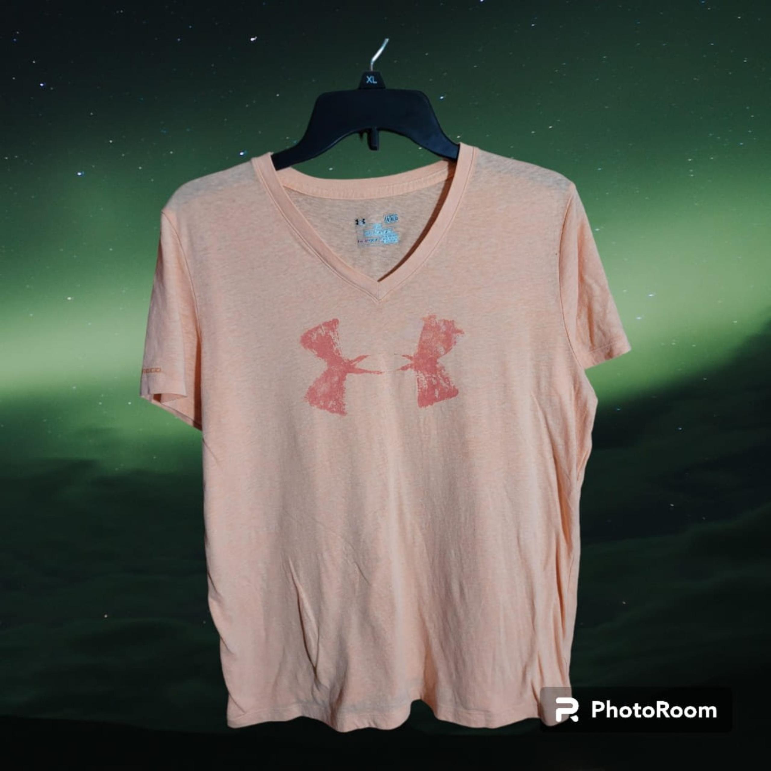 Women's Under Armour Loose V Neck Size LG Light Orange (K11)