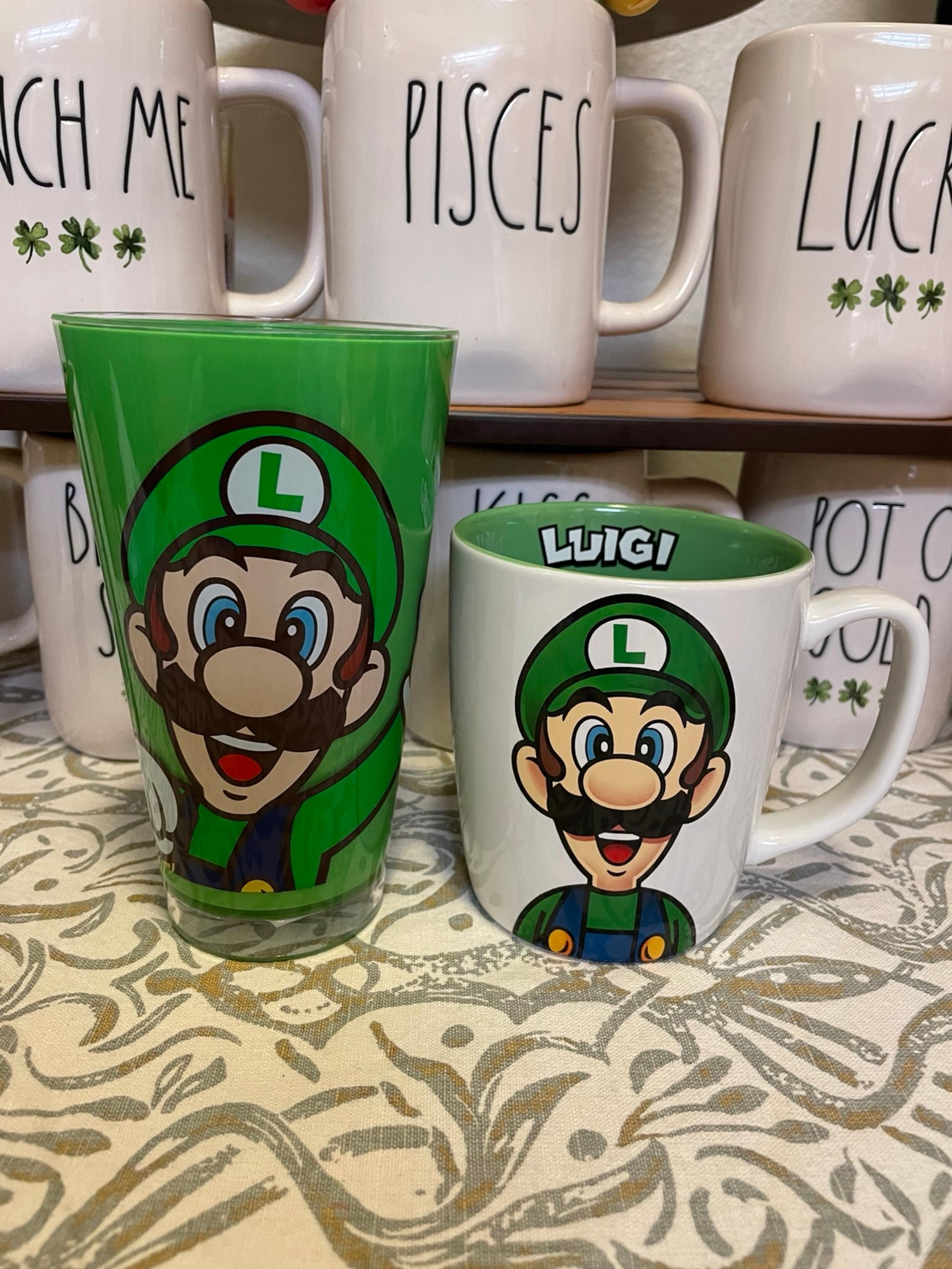 Universal Studios Hollywood Super Nintendo World Luigi Mug and Acrylic Cup Set.