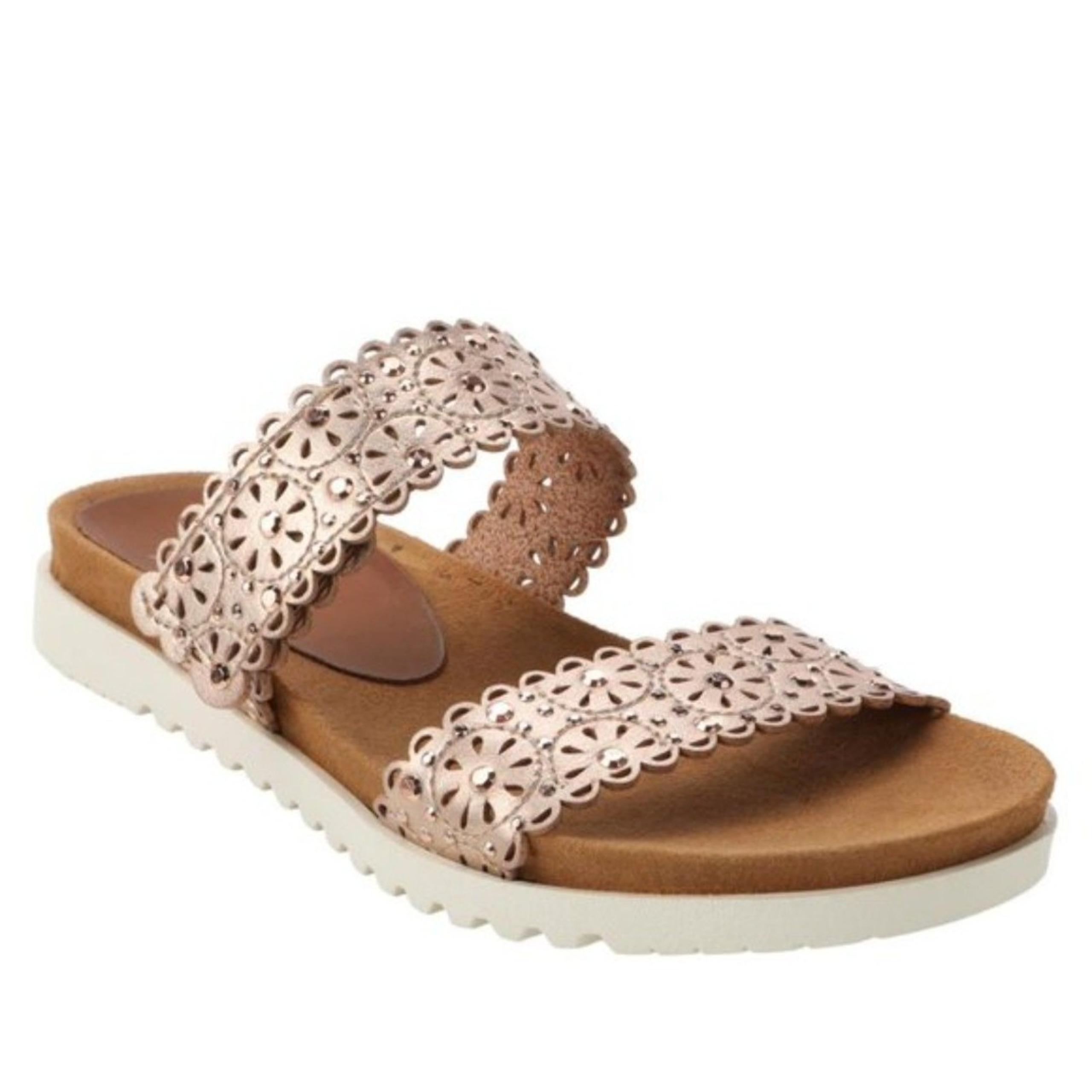 Yellow Box Sandal Mahala Flat Rosegold Comfort Strappy Adjustable Women sz 8.5