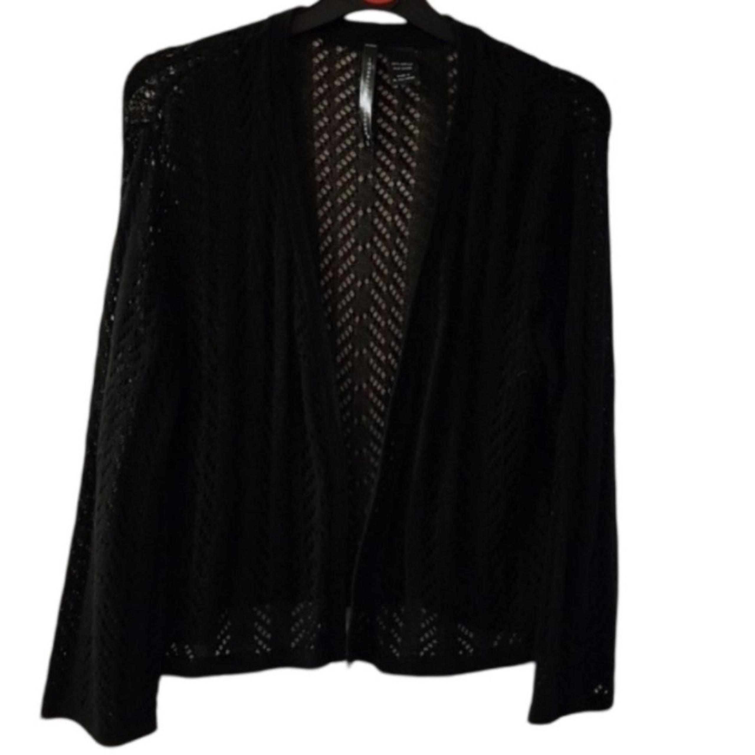 Isabella Rodriguez Black Crochet Cardigan Women's Large