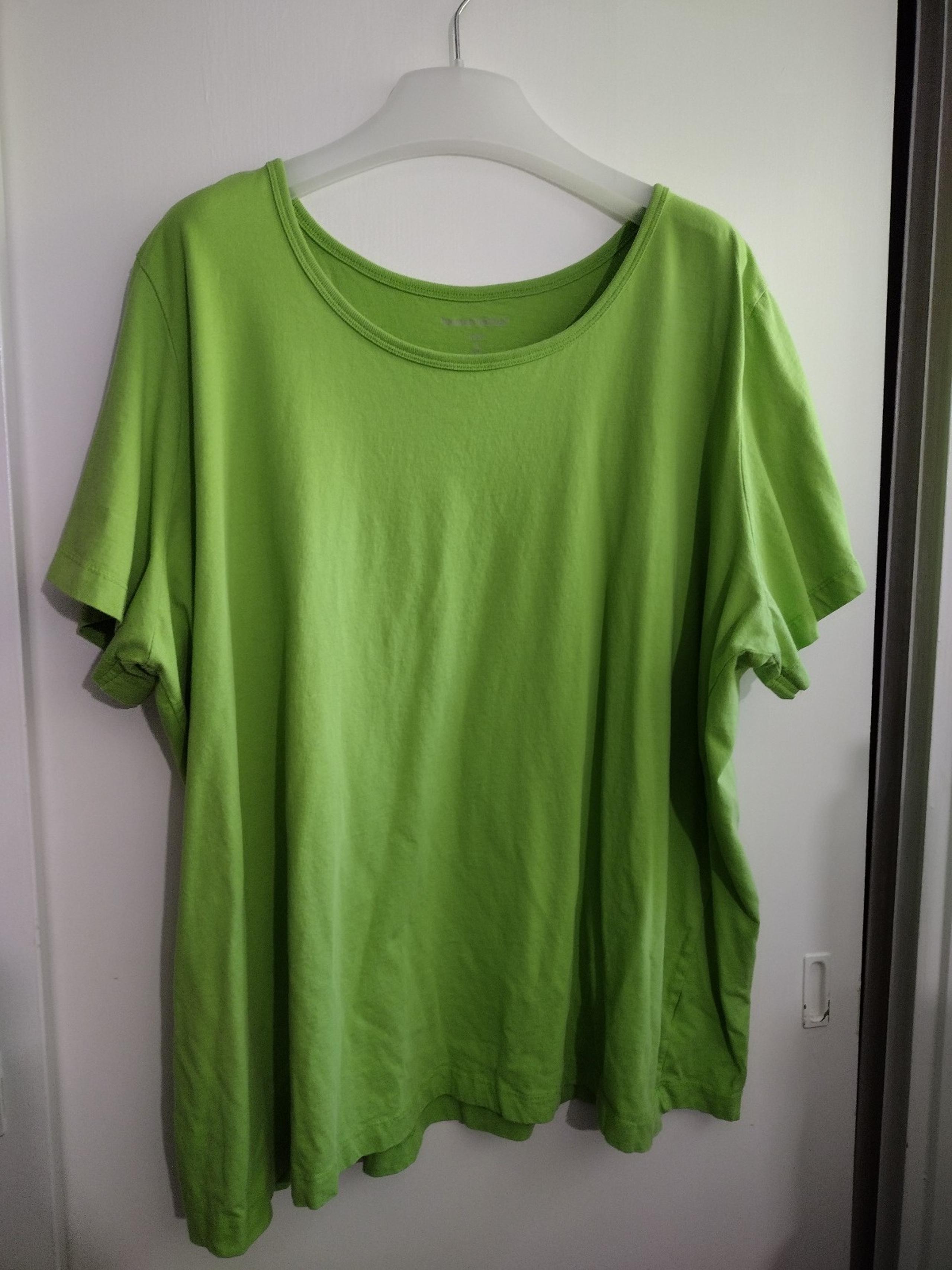 EUC 3x Woman Within Plus Size T Shirt top blouse lime green Chartreuse