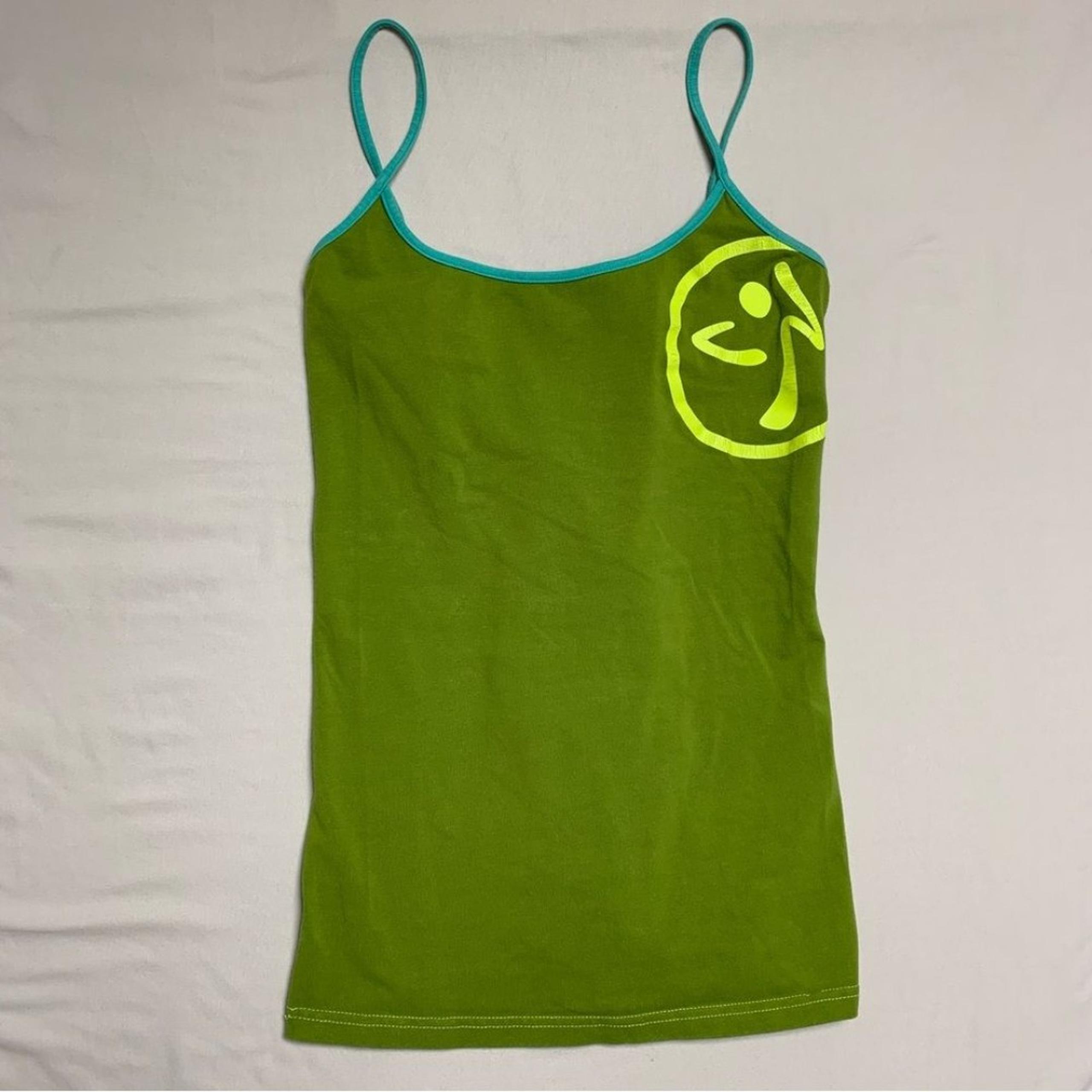 Zumba Green Tank Top Women’s XXL Athletic Workout Dance Logo Sexy Tie Back Fit