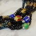 Black Multi Strand Beaded Bracelet Seed Beads Multicolor Boho Funky Statement