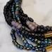 Black Multi Strand Beaded Bracelet Seed Beads Multicolor Boho Funky Statement