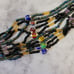 Black Multi Strand Beaded Bracelet Seed Beads Multicolor Boho Funky Statement