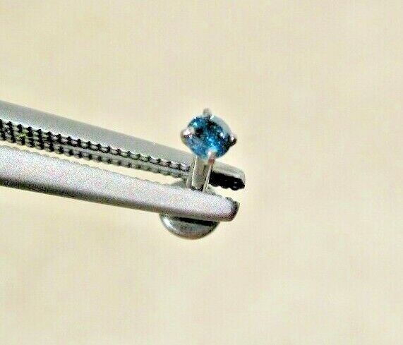 2.51mm 100% BLUE DIAMOND LABRET,CERTIFI CATE LIP, EAR 1/4\ 