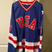 USA Hockey Jersey Large L NHL Olympics 1980 Blue Hone Knit Sweater Fast Ship
