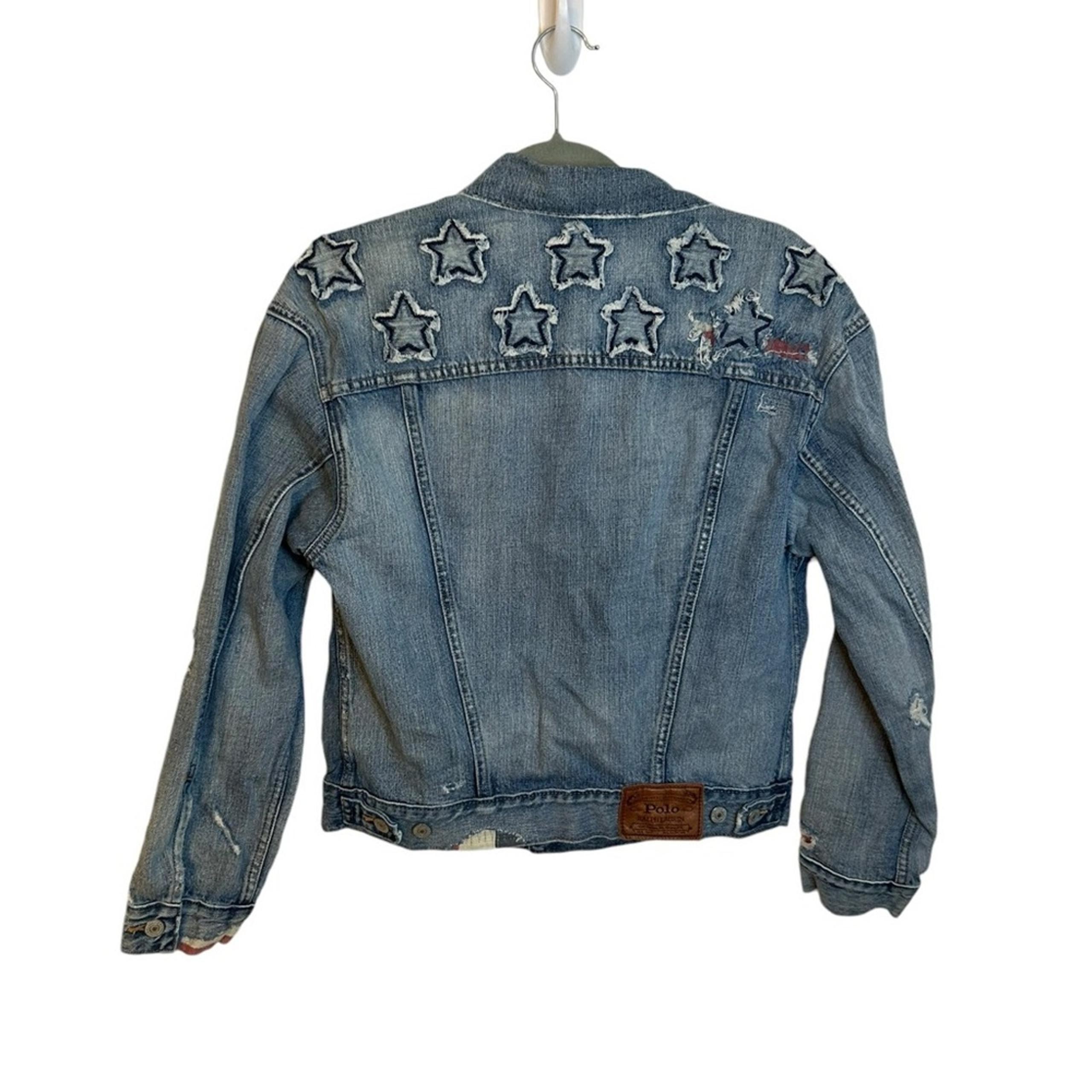 Polo Ralph Lauren Vintage Distressed American Flag Denim Jacket