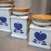 BLUE HEART STONEWARE CANISTER SET 3