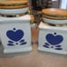 BLUE HEART STONEWARE CANISTER SET 3