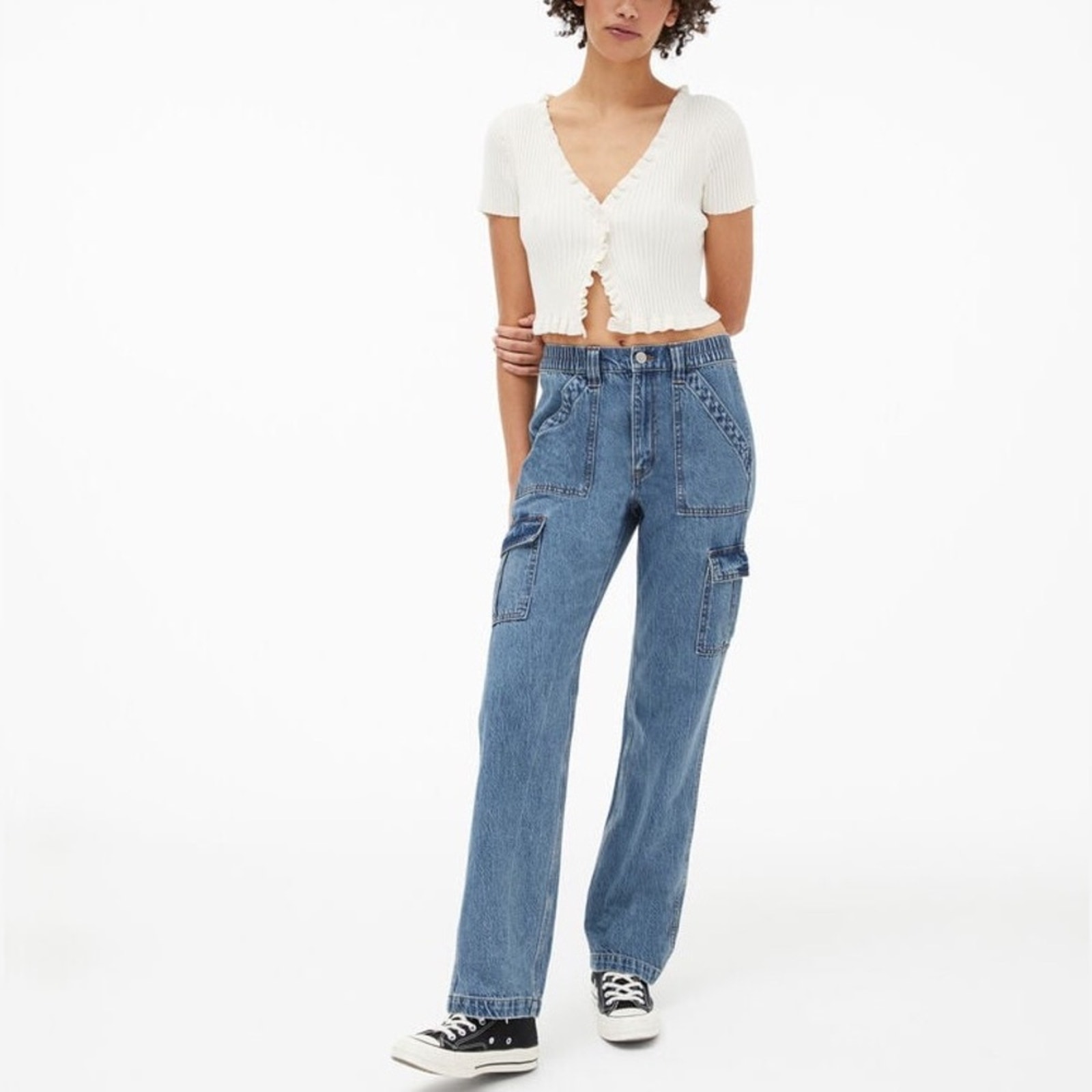 Aeropostale Super High-Rise 90s Baggy Cargo Denim Jean size Large