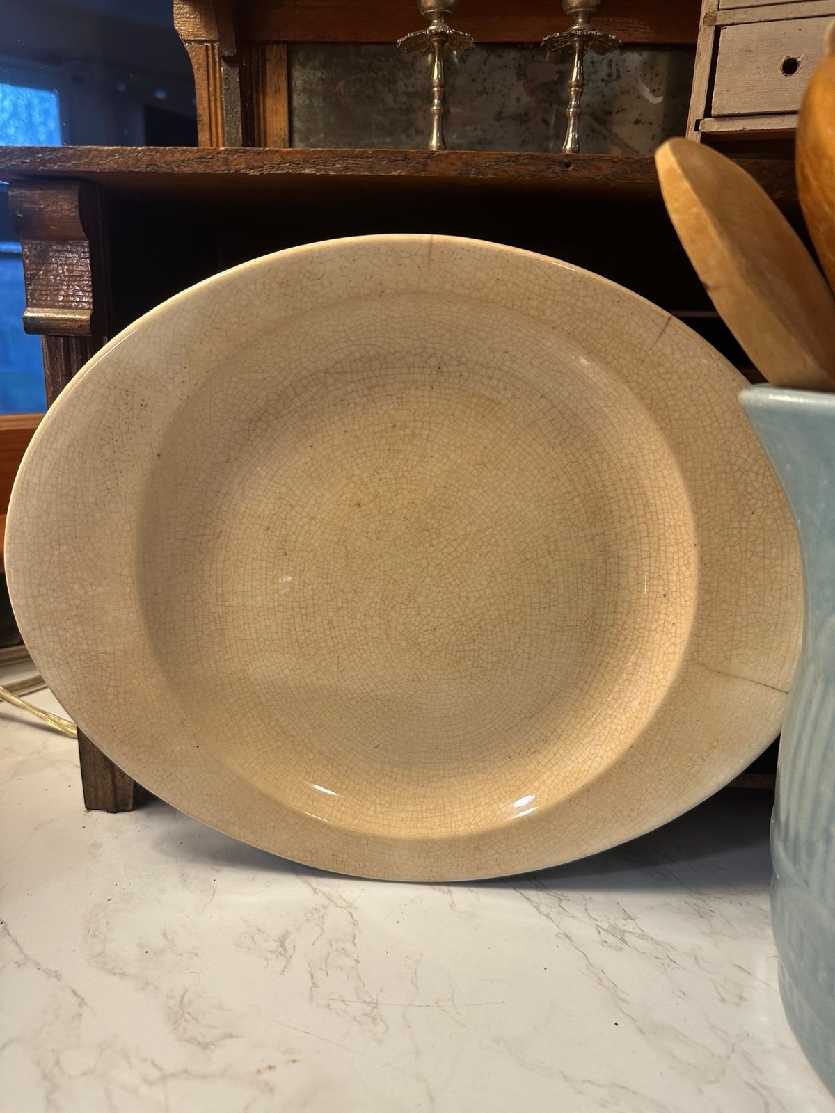 Vintage stained ironstone platter