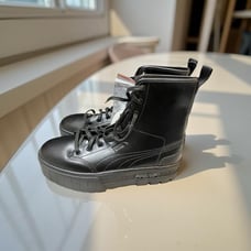Puma Dua Lipa Boots Womens Size 9.5 Black Leather Platform Combat Shoes