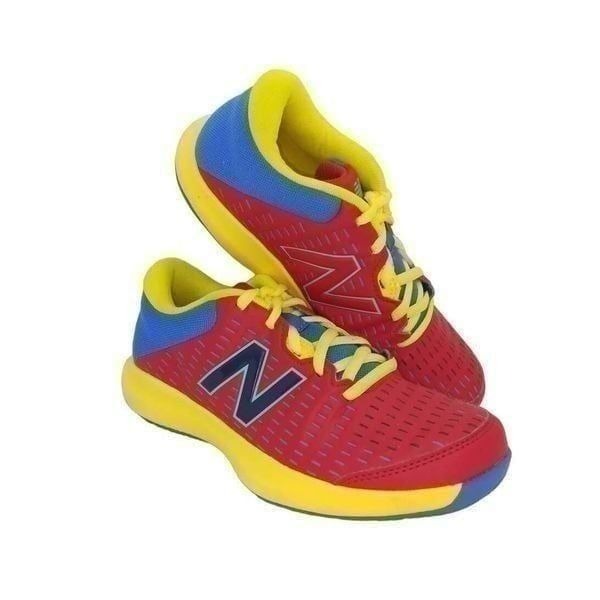 New Balance 696v4 Girl's Pre-owned Blue/Red/Yellow Tennis Sneakers - sz. 4 1/2