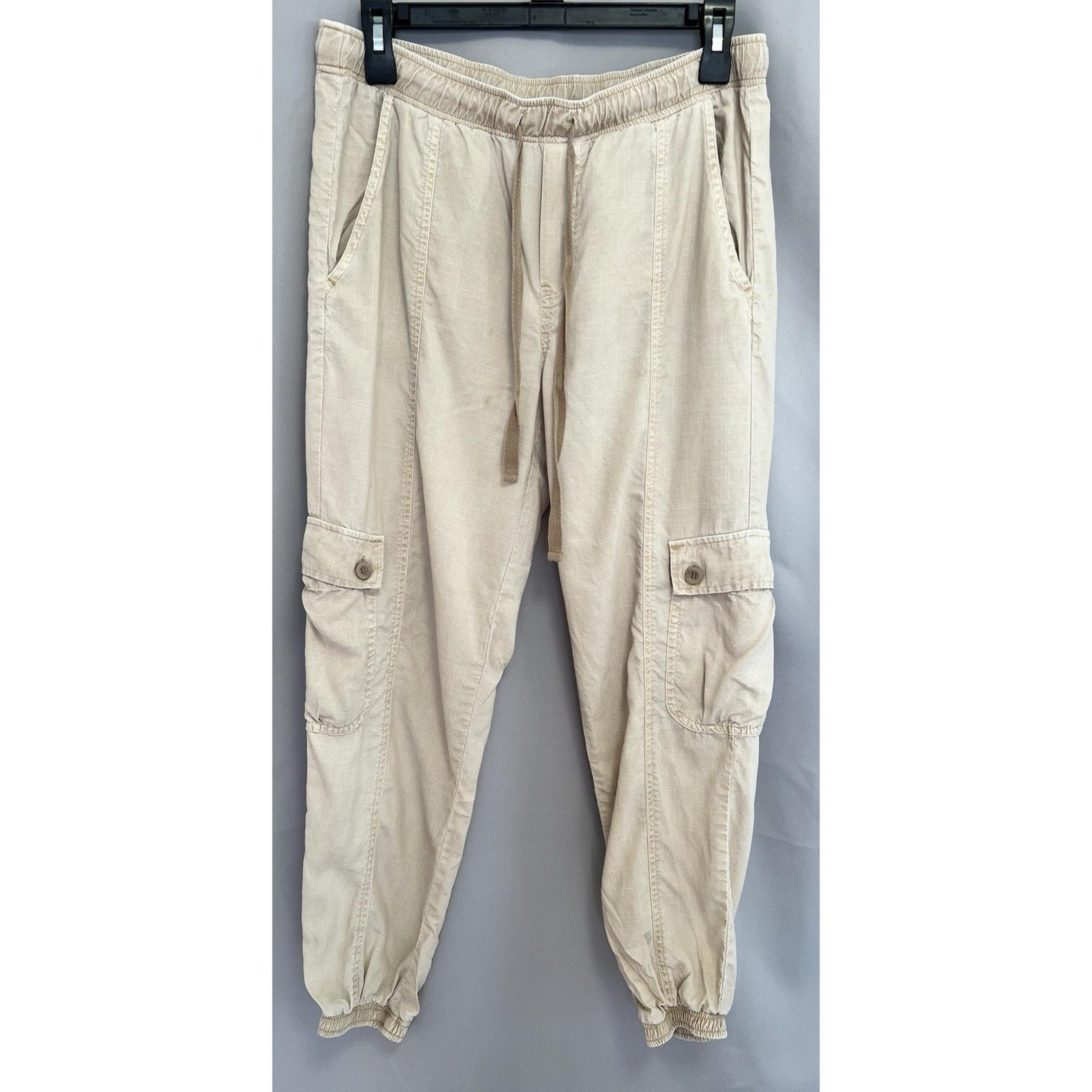 Anthropologie Cloth & Stone Women Beige Utility Jogger Cargo Pants Size Small