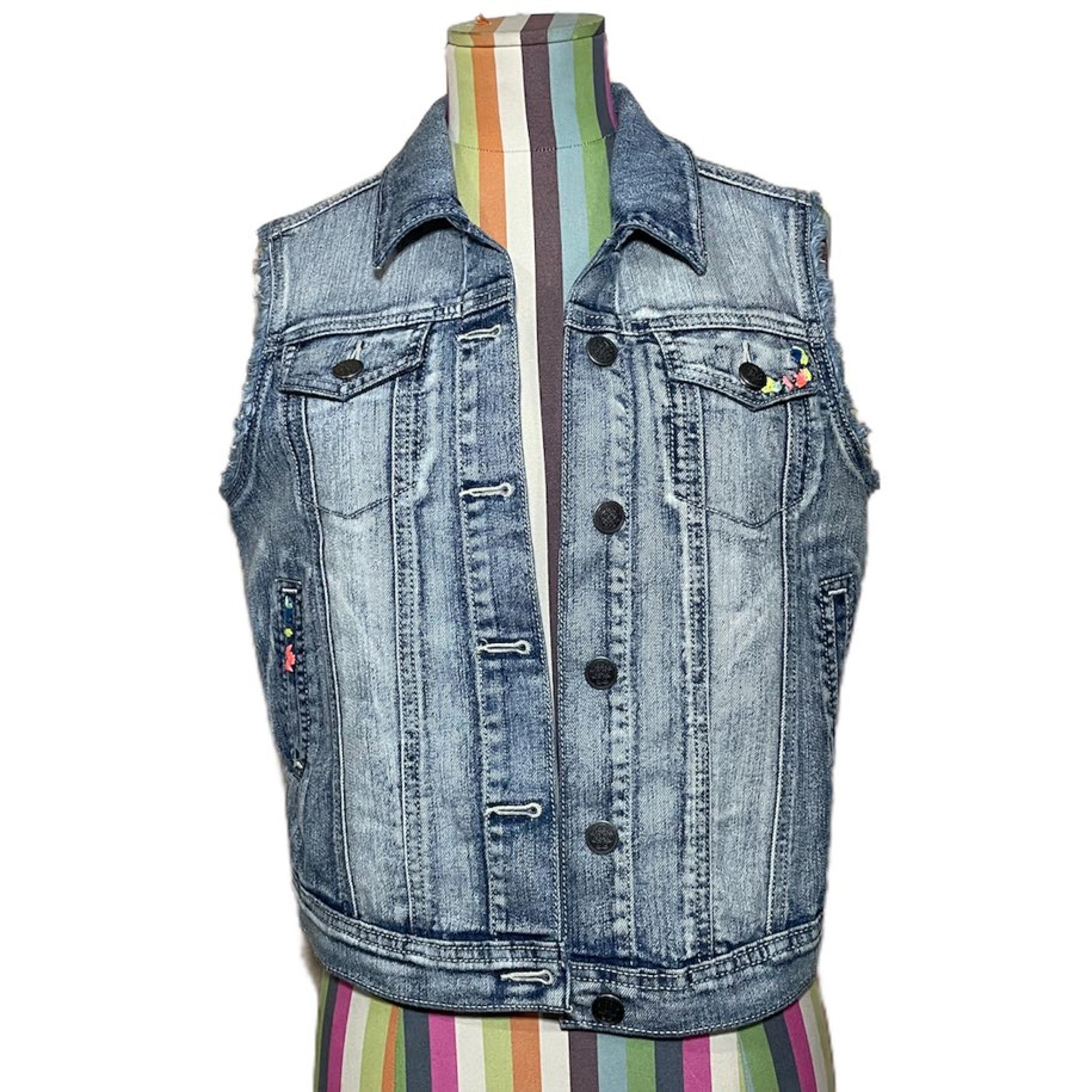 Jessica Simpson Distressed Denim Vest 0454