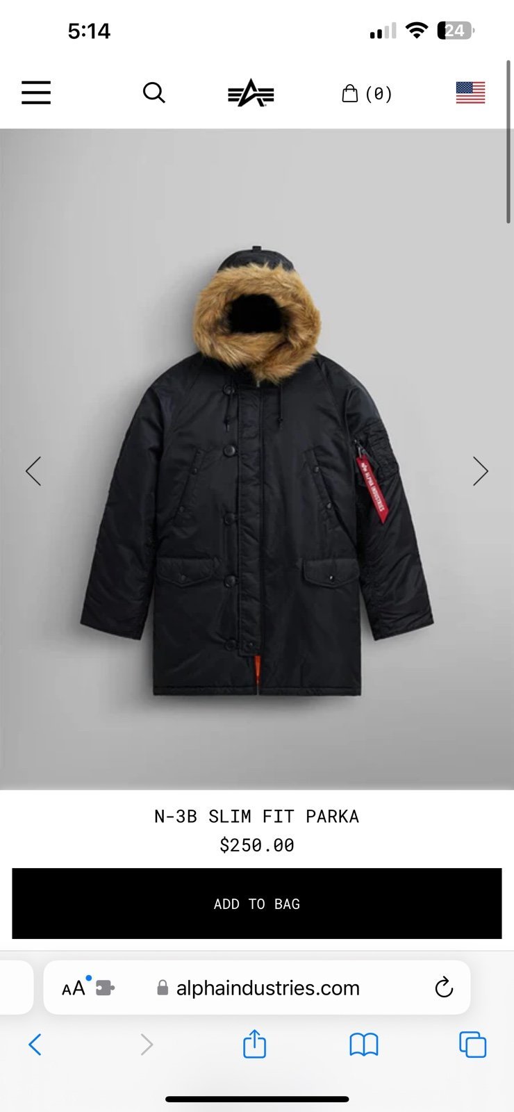 Alpha Industries N-3B Slim Fit Parka Jacket