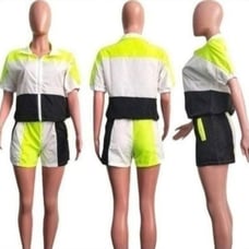 Ladies color block 2pc short set sz Large
