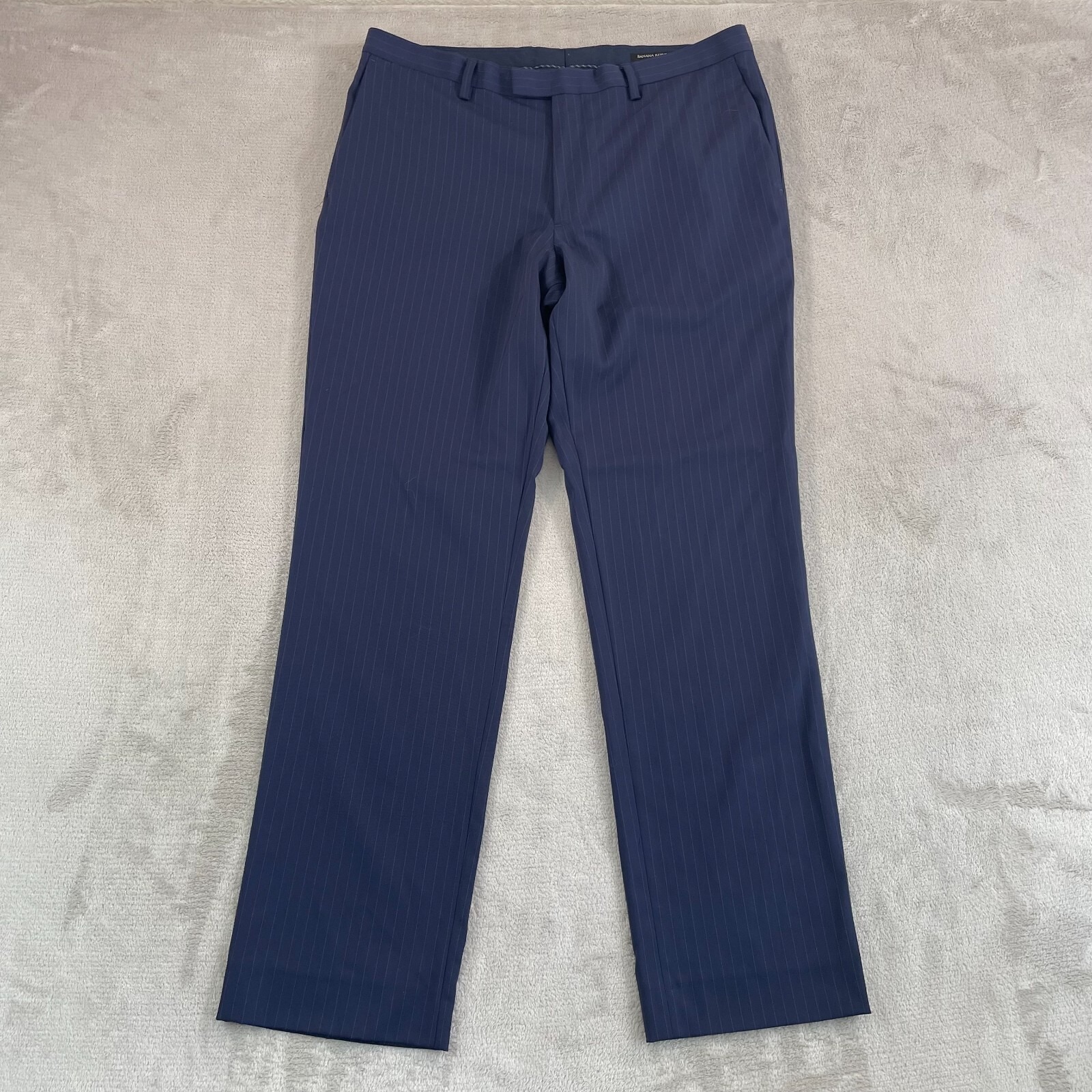 Banana Republic Marzotto Wool Trousers Pants Men 34x32 Blue Pinstripe Slim Fit