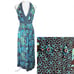 Vtg. R & K Size 14 Maxi Halter Dress Stretch Smocked Empire Waist Plunge Neck