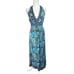 Vtg. R & K Size 14 Maxi Halter Dress Stretch Smocked Empire Waist Plunge Neck