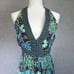 Vtg. R & K Size 14 Maxi Halter Dress Stretch Smocked Empire Waist Plunge Neck