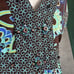 Vtg. R & K Size 14 Maxi Halter Dress Stretch Smocked Empire Waist Plunge Neck