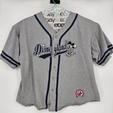 Vintage Disneyland Mickey Mouse Jersey Mens Extra Large Baseball Gray 55 RARE