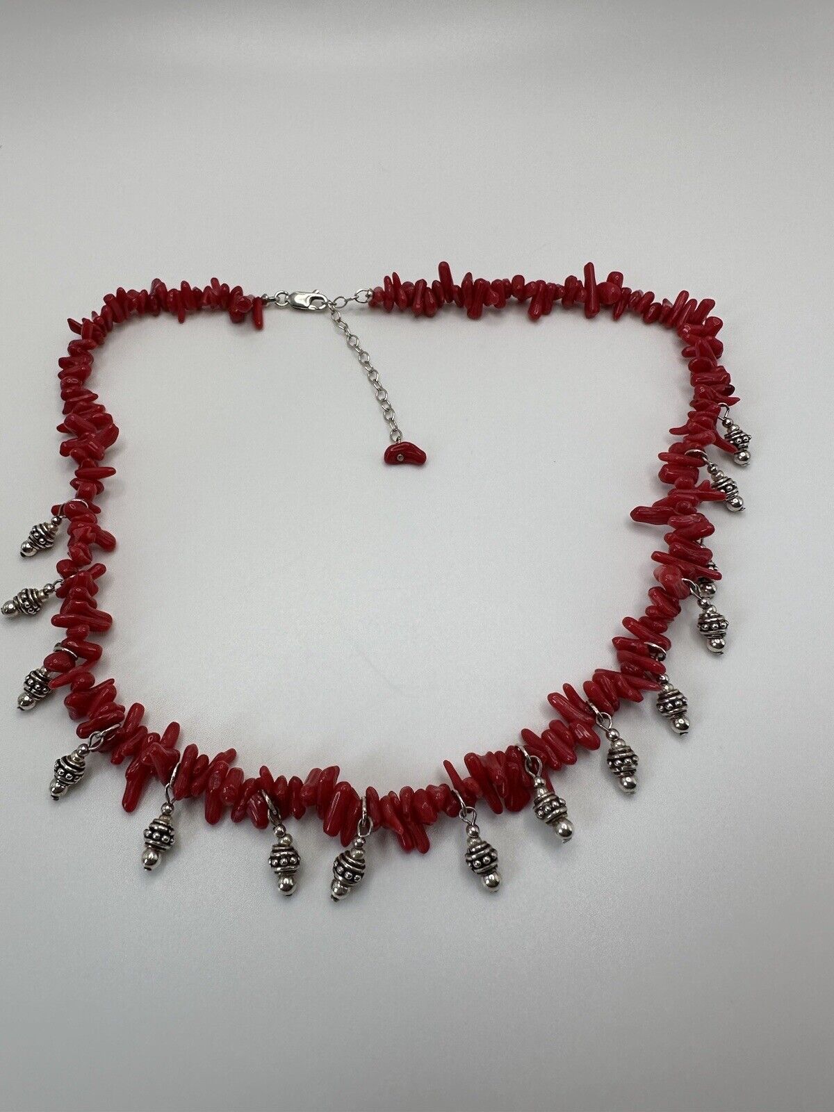 Last Sterling Silver Red Coral Necklace 16”-18”
