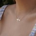 14K Solid Gold Sideways Cross Necklace | A Gift of Devotion and Style |
