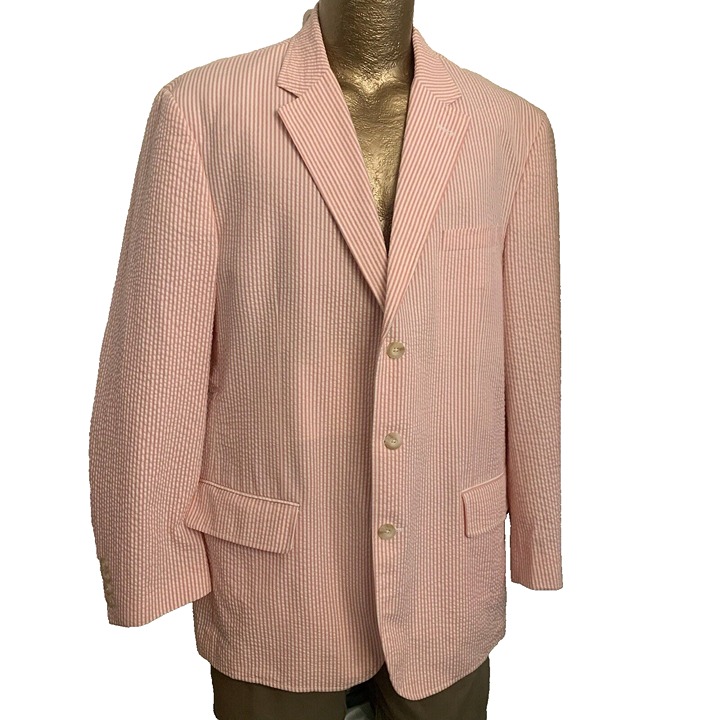 Preswick & Moore. Size XL. Seersucker Sport Coat. Flap Pockets. DB2