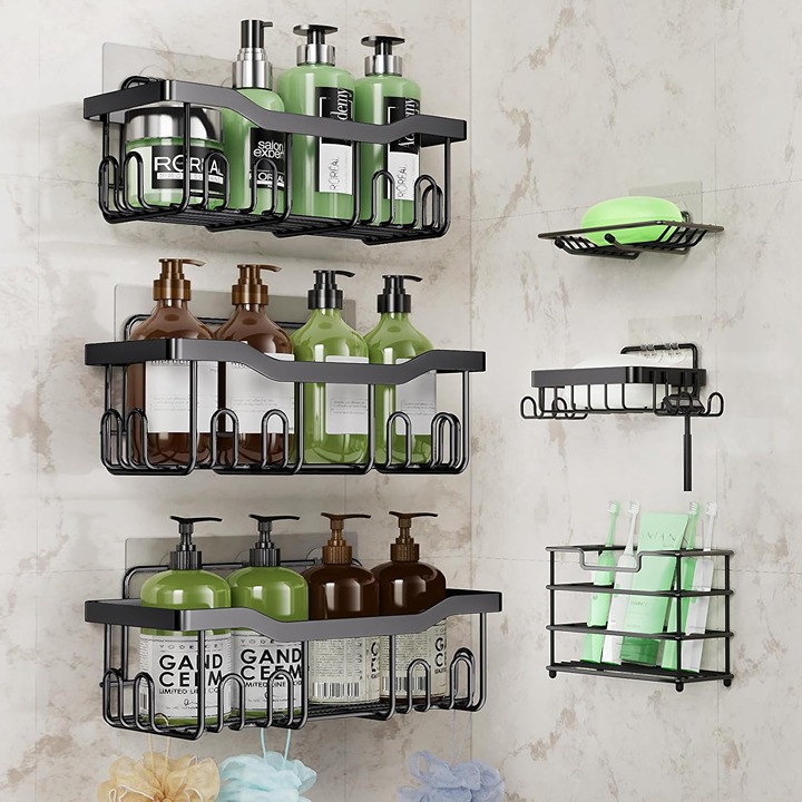 Black Shower Caddy Shelf 6 Pack 3 Tier Shower Shelf Organizer