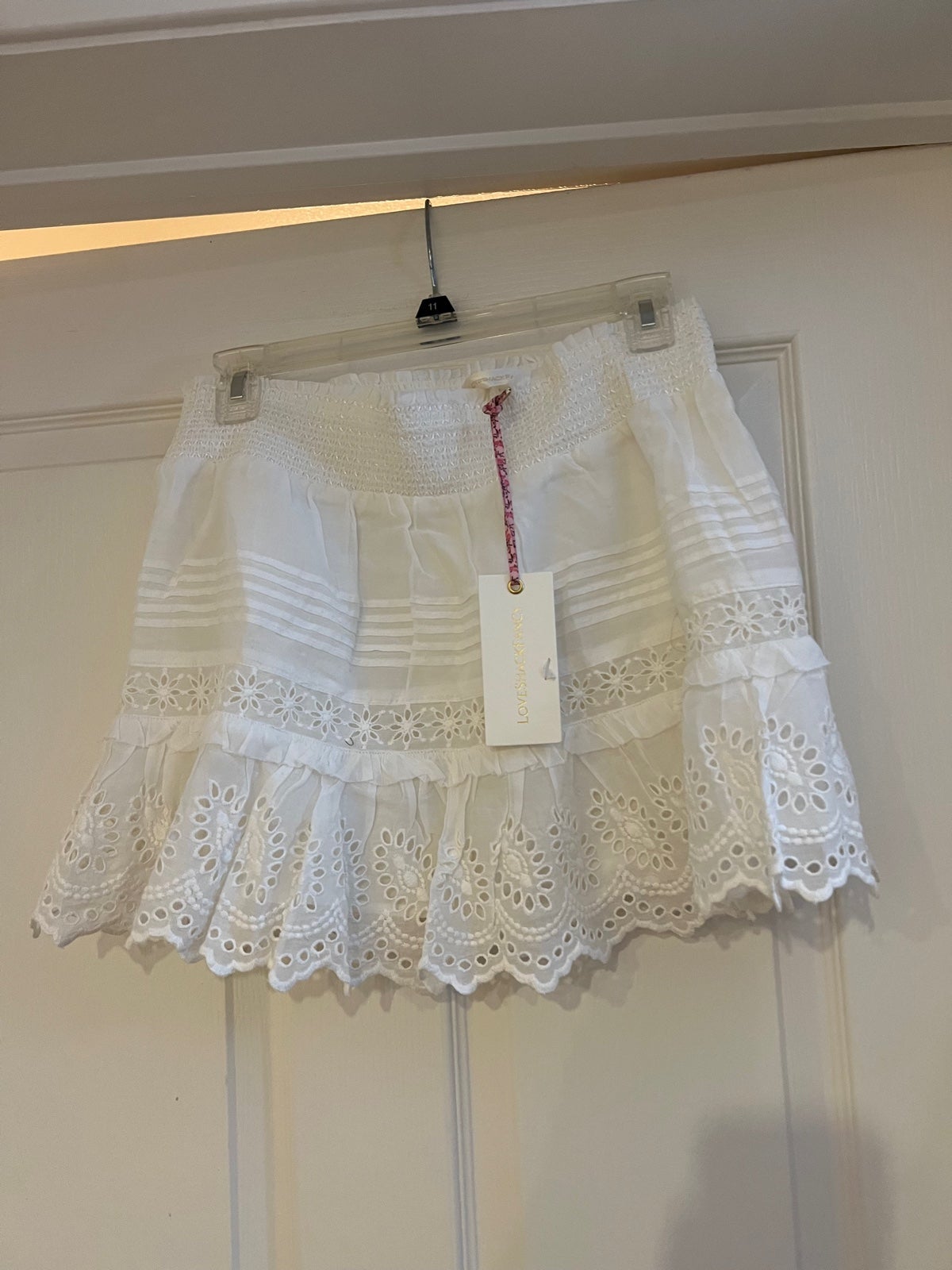 NWT Loveshackfancy white lace eyelet skirt