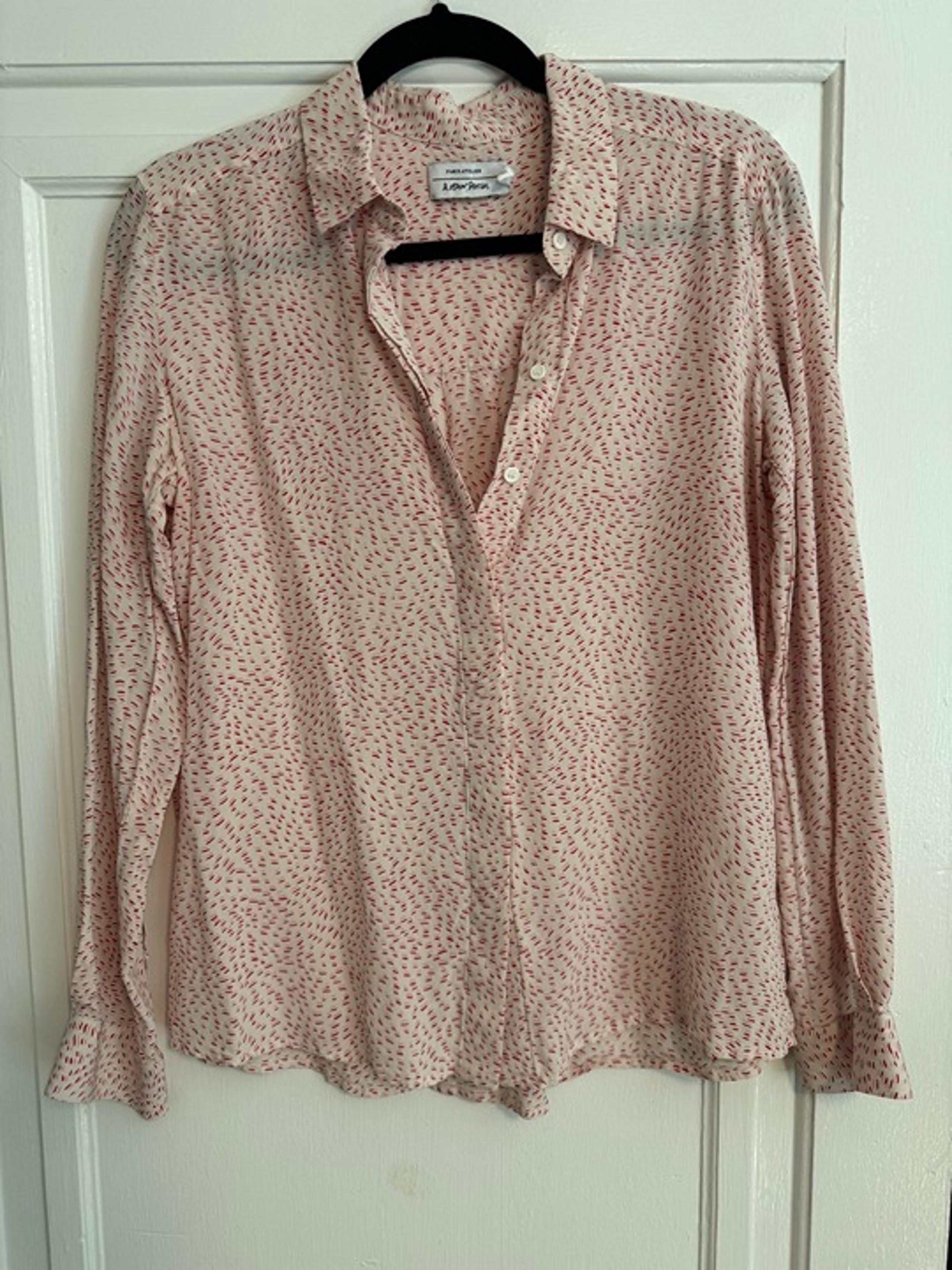 & Other Stories womans button down shirt top pink red white size 10 medium large
