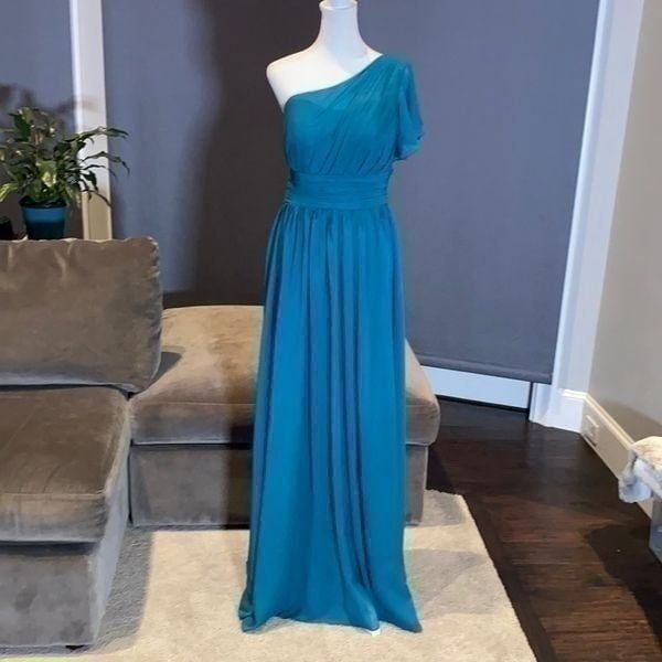 Women’s One Shoulder Chiffon Full Length Prom Party Formal Dress Size S