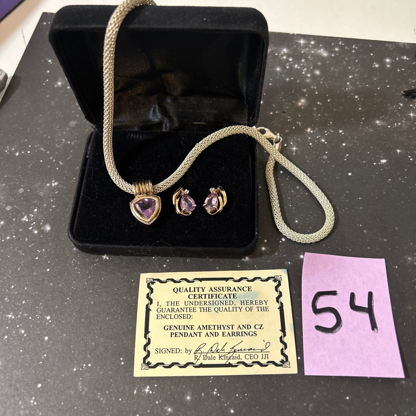 Genuine Amethyst and CZ Pendant and Earrings.