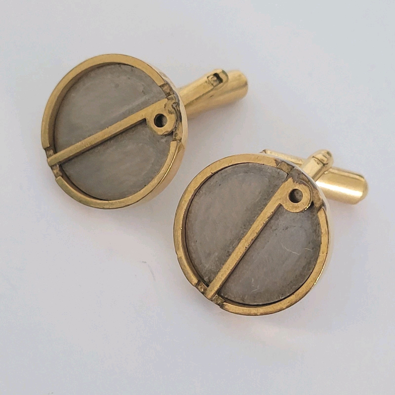Dunhill D Cufflinks Set Gold Silver Tone Logo Round Logo Vintage Retro Fair