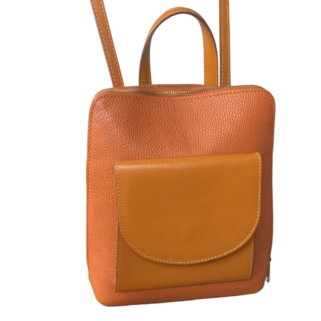 DIVINA FIRENZE BACKPACK/CROSSBODY ITALIAN PEBBLED LEATHER WITH CAMEL TAN TONES