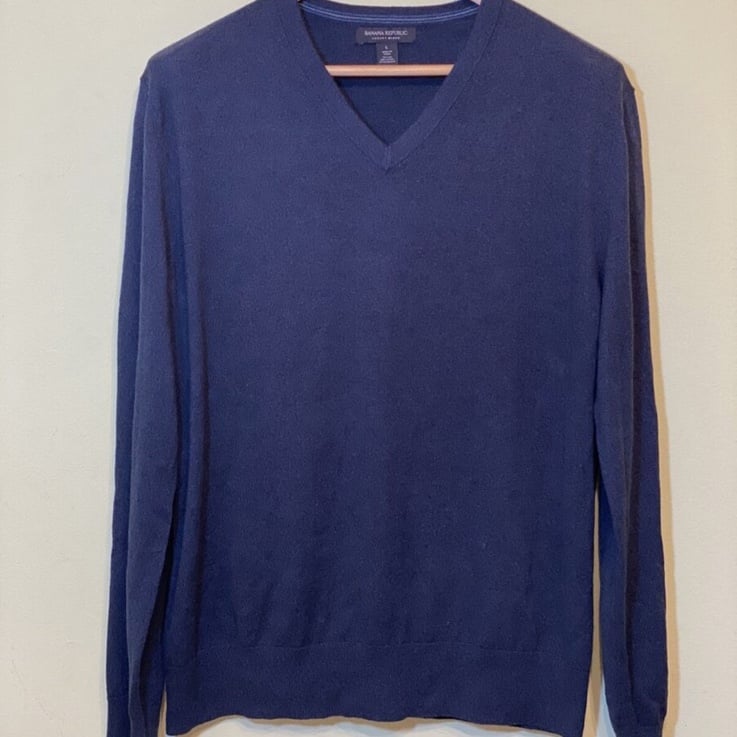 Banana Republic Men V-neck Top Luxury Blend, Silk/Cotton/Cashmere, Size L