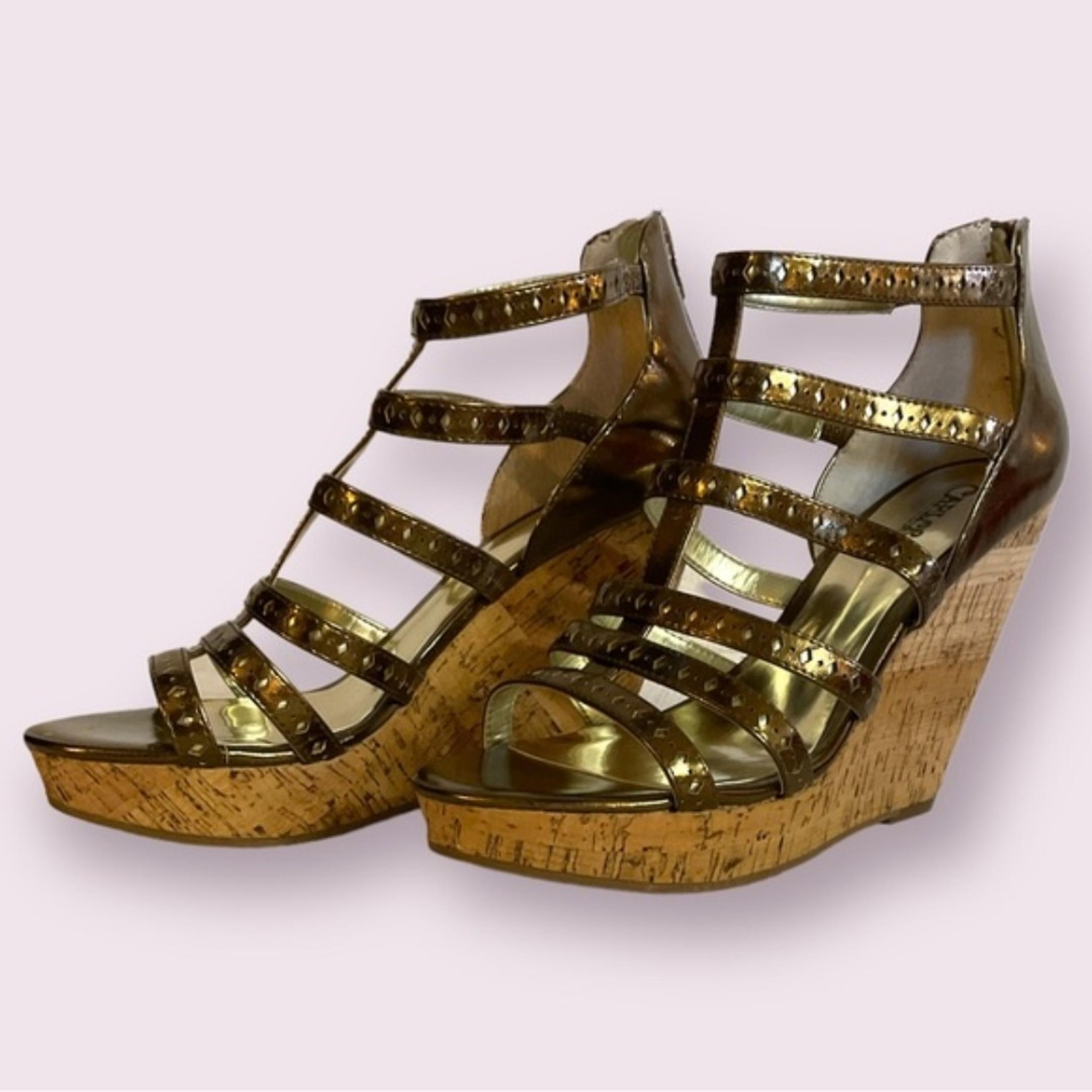 Carlos By Carlos Santana Size 9.5 Maliki Wedges, Bronze Metallic