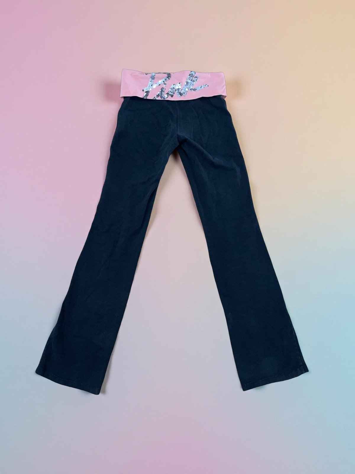 Vintage Y2K Victoria's Secret PINK Fold Over Flare Leggings